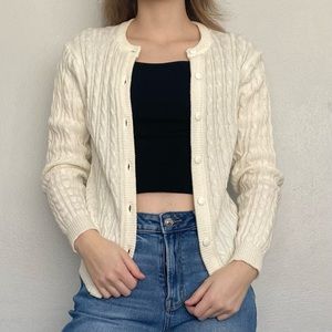 Vintage Erika by Miss Erika Inc. Long Sleeve Cream Button Up Cardigan